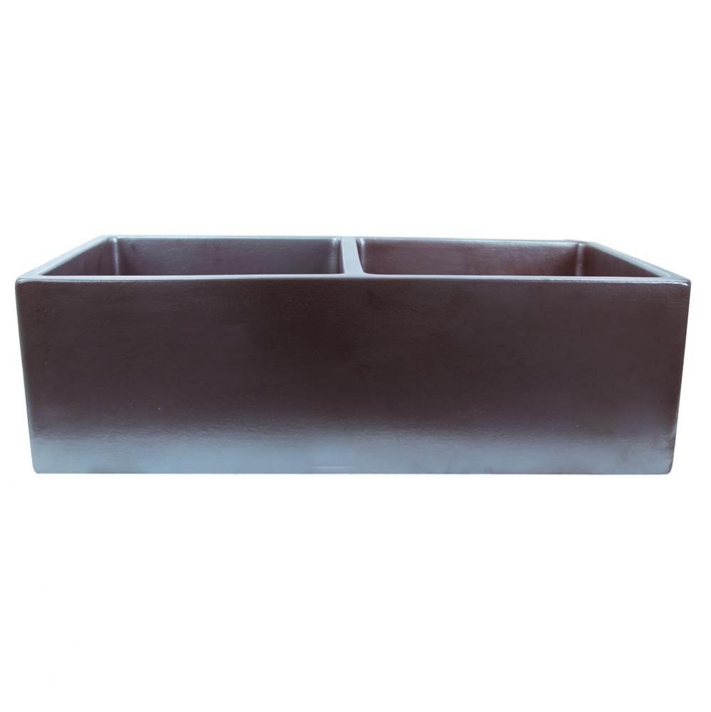 Double Bowl Farmhouse Fireclay Sink with Metallic Glaze