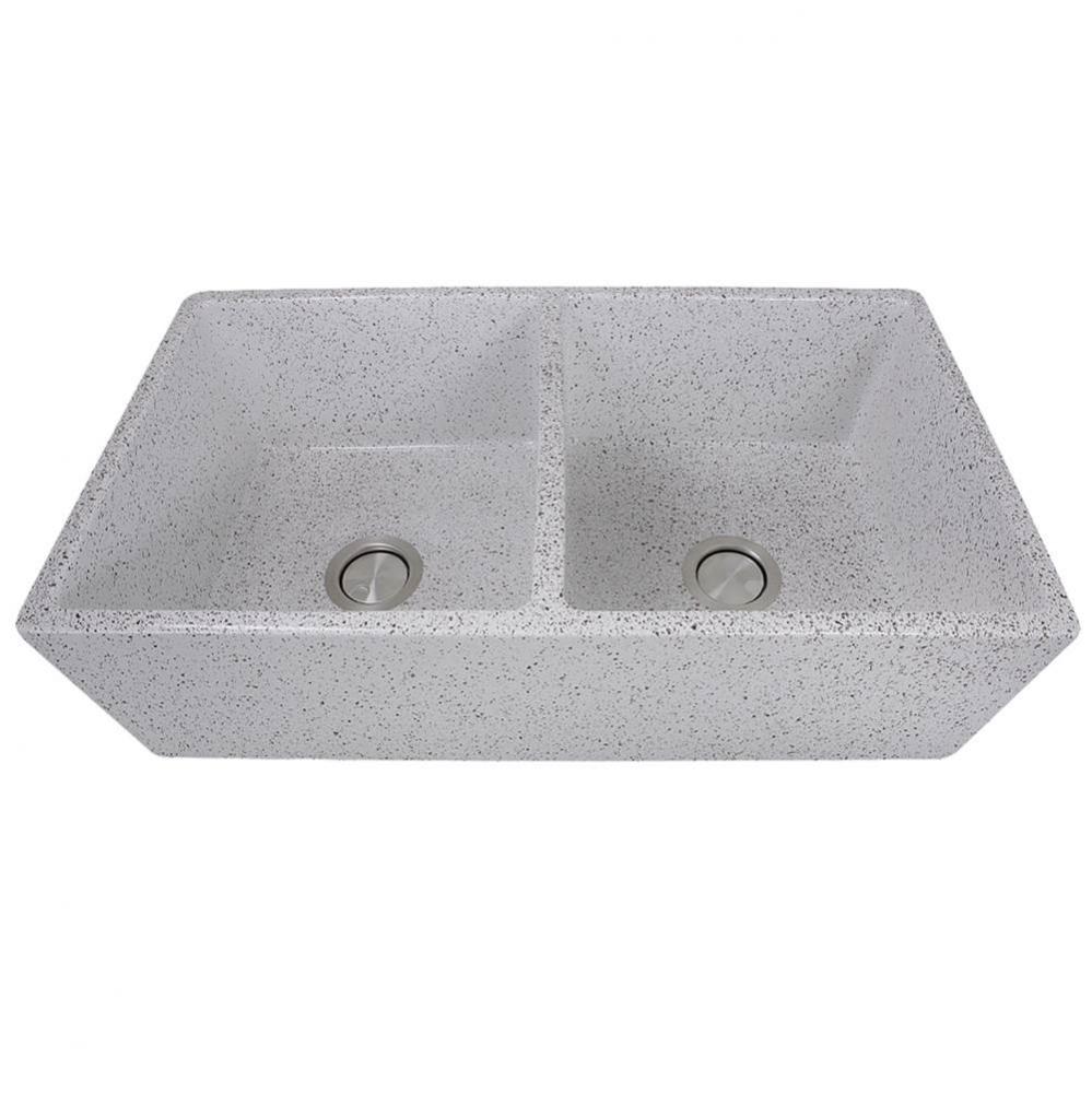 Double Bowl Farmhouse Fireclay Sink with Pietra Sarda Finish