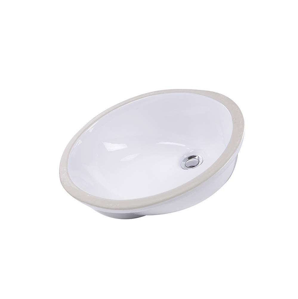 15 Inch x 12 Inch Glazed Bottom Undermount Oval Ceramic Sink In White