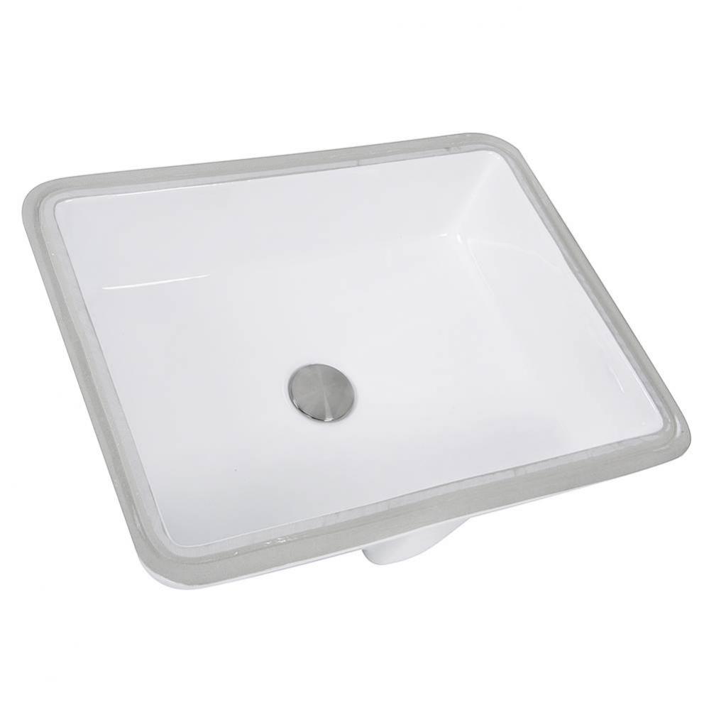 17 Inch x 13 Inch Glazed Bottom Undermount Rectangle Ceramic Sink In White