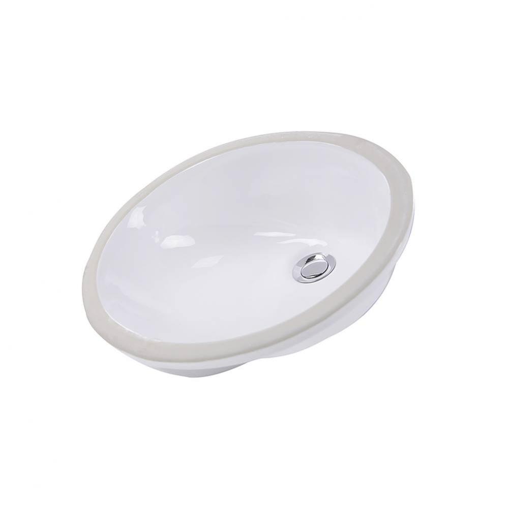17 Inch x 14 Inch Glazed Bottom Undermount GB-17x17-W Oval Ceramic Sink In White