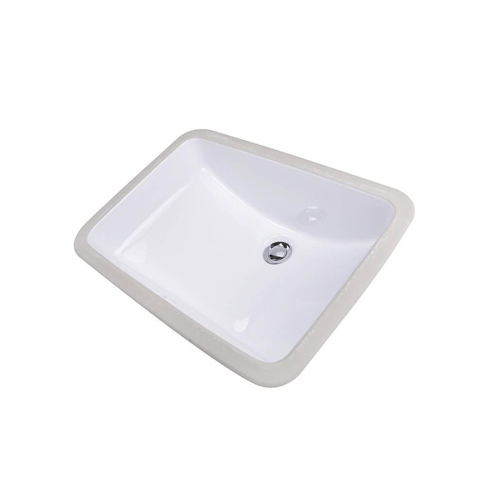18 Inch x 12 Inch Glazed Bottom Undermount Rectangle Ceramic Sink In White