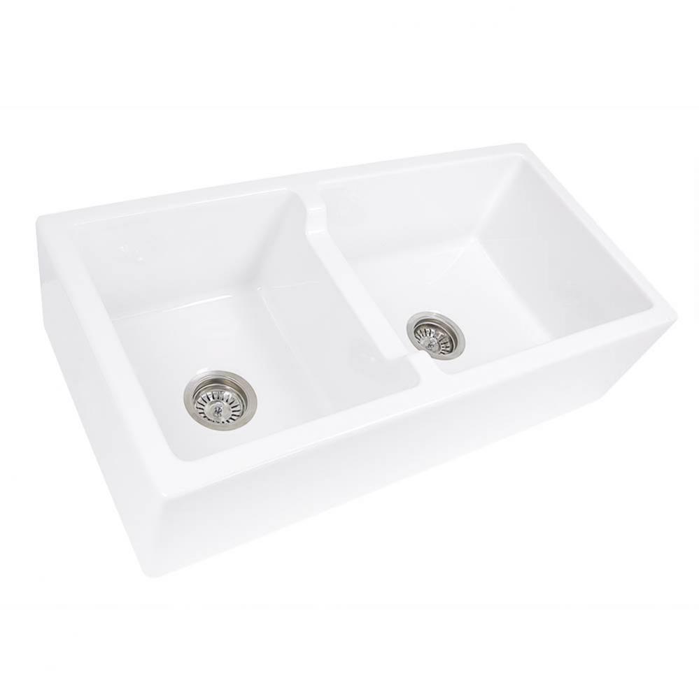 60/40 Double Bowl Farmhouse Apron Fireclay Sink