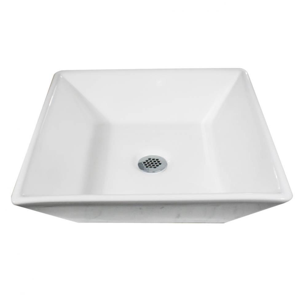 Square Tapered White Vessel Sink