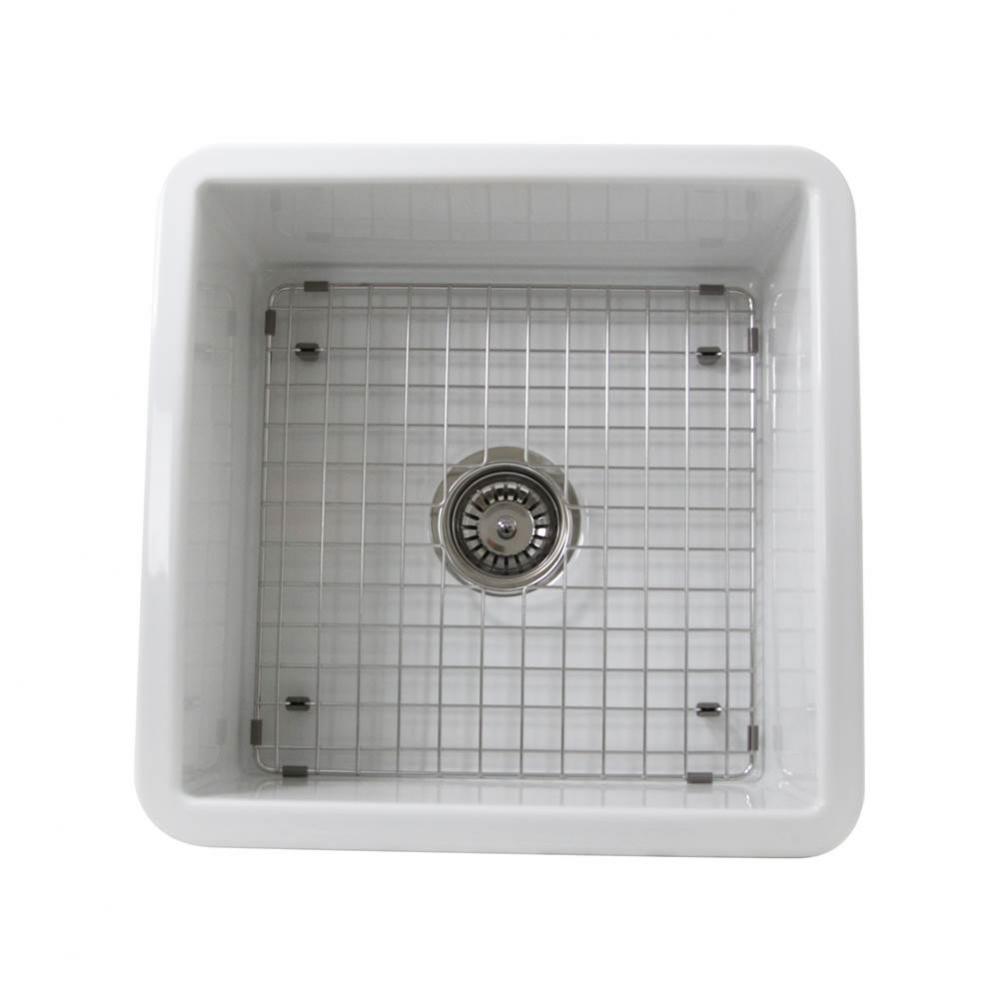 Orleans Collection 16 Inch Square Fireclay Kitchen Prep or Bar Sink