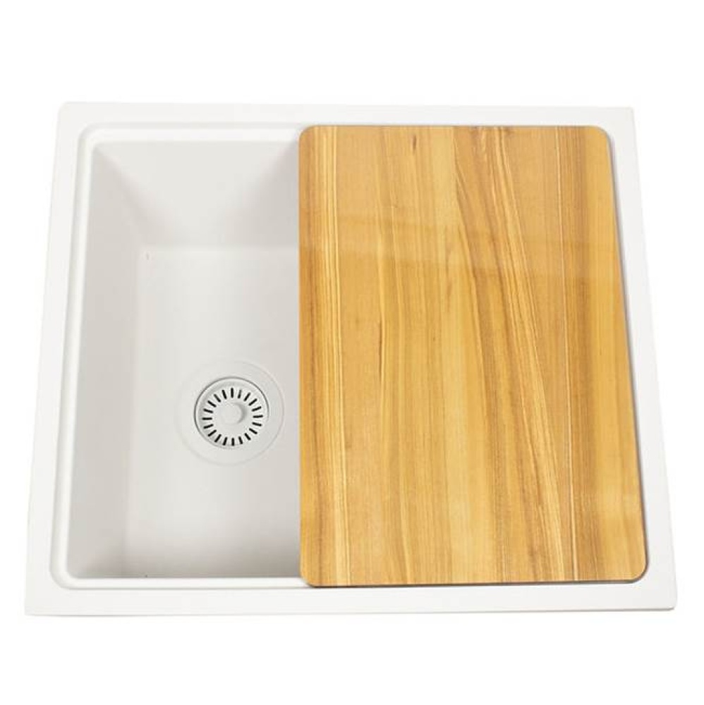 22'' Dualmount Granite Composite Prep-Station with Side Set Drain