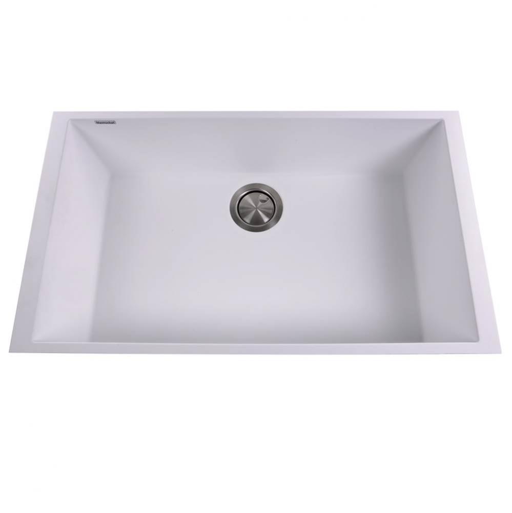 Large Single Bowl Undermount Granite Composite White