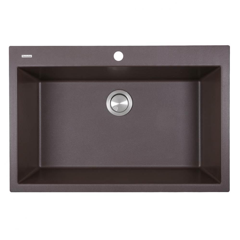 33-inch Dual-mount Granite Composite Sink in Brown