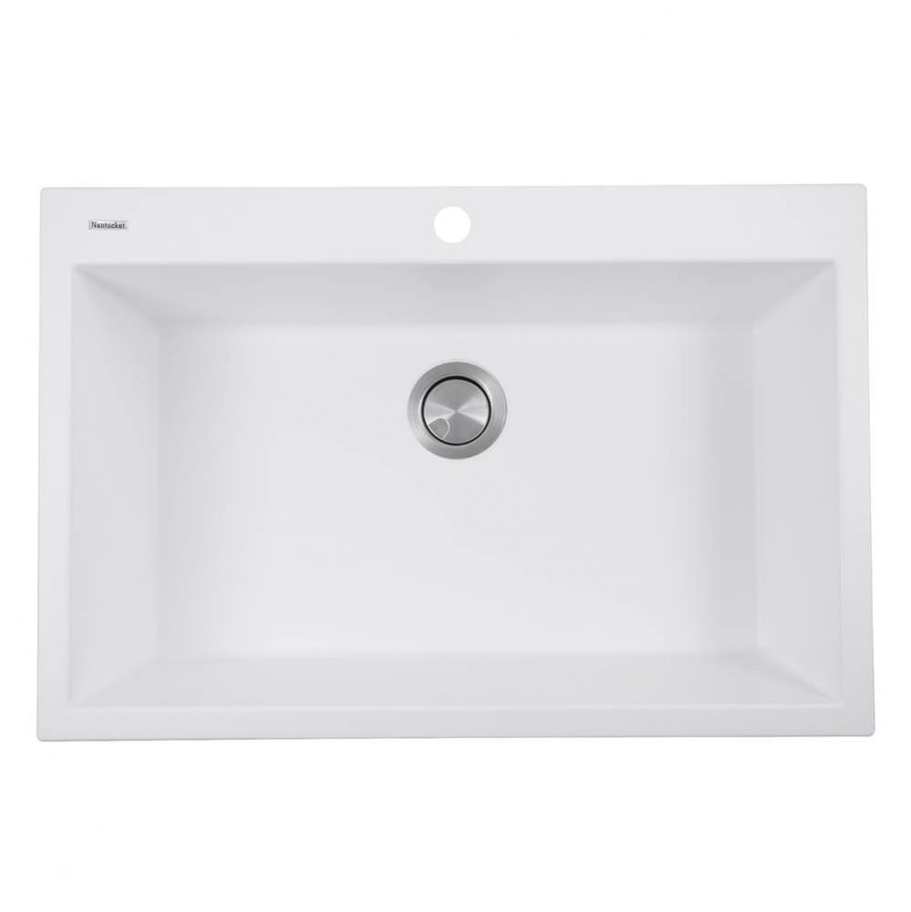 33-inch Dual-mount Granite Composite Sink in White