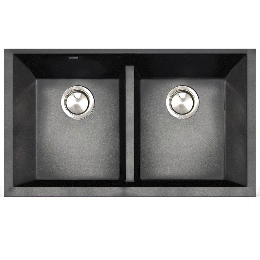 Undermount Double Equal Bowls With Low Divide - Granite Composite Black