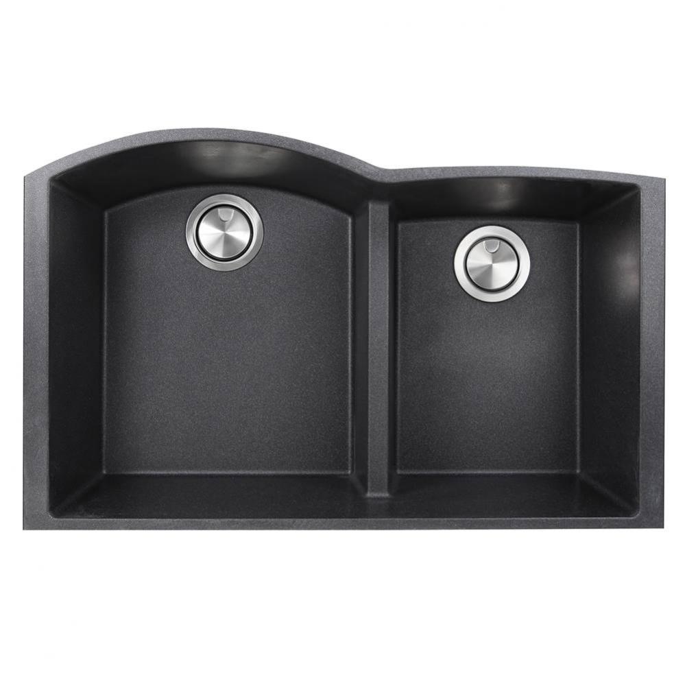 60/40 Double Bowl Undermount Granite Composite Black