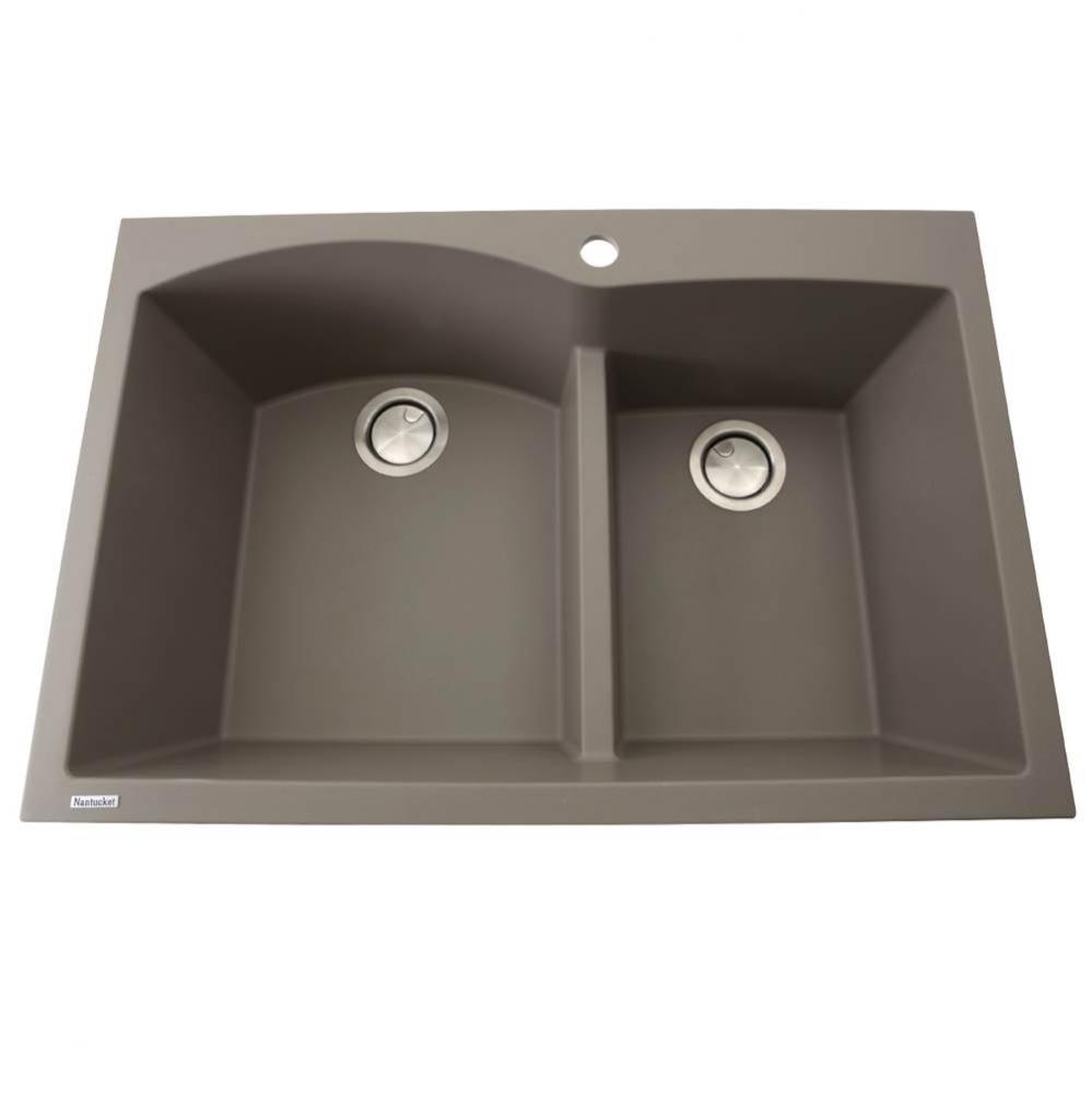 60/40 Double Bowl Dual-mount Granite Composite Truffle