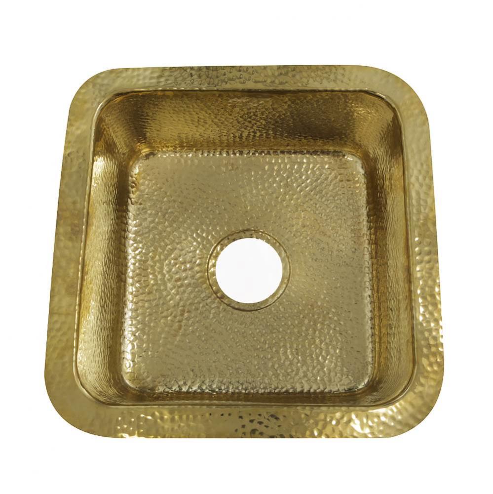 16.625 Inch Hammered Brass Square Undermount Bar Sink