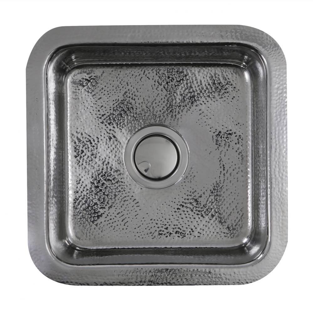 16.5 Inch Square Hammered Stainless Bar Sink