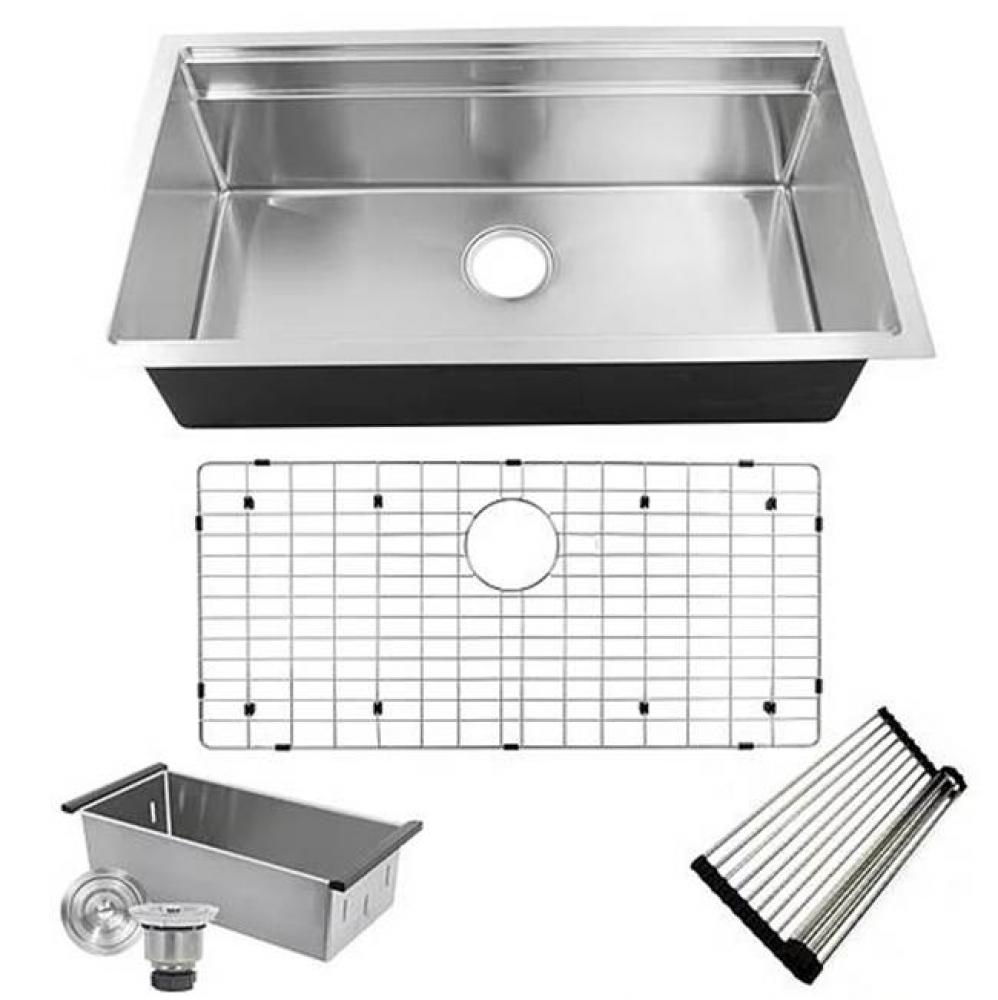 16 Gauge 304 Stainless Small Radius Rectangle Undermount Sink With Specially Designed Ledges. Incl