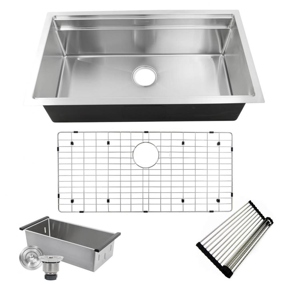 16 Gauge 304 Stainless Small Radius Rectangle Undermount Sink With Specially Designed Ledges. Incl