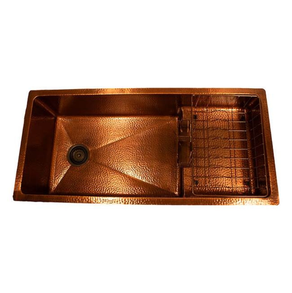 STEPPE3918 Pro Series Undermount Hammered Copper Kitchen Sink with Compatible Accessories