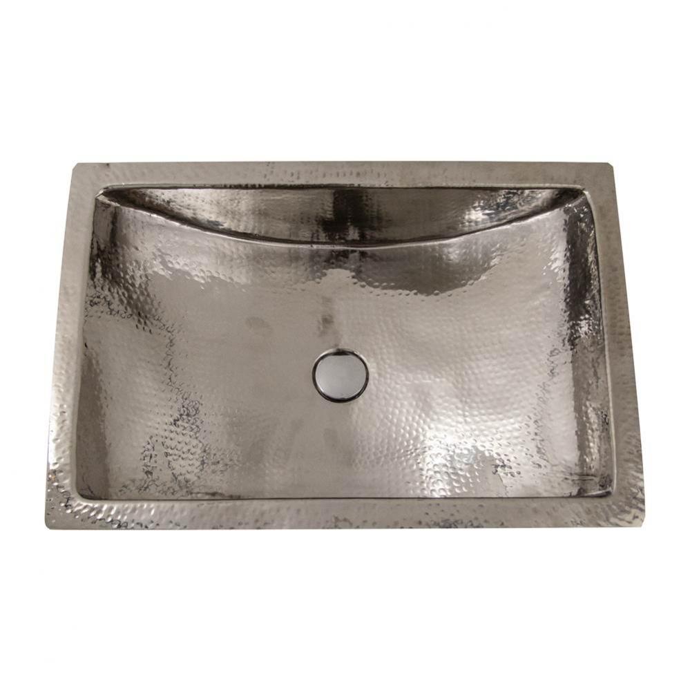 23.75 Inch Hand Hammered Stainless Steel Bathroom Sink