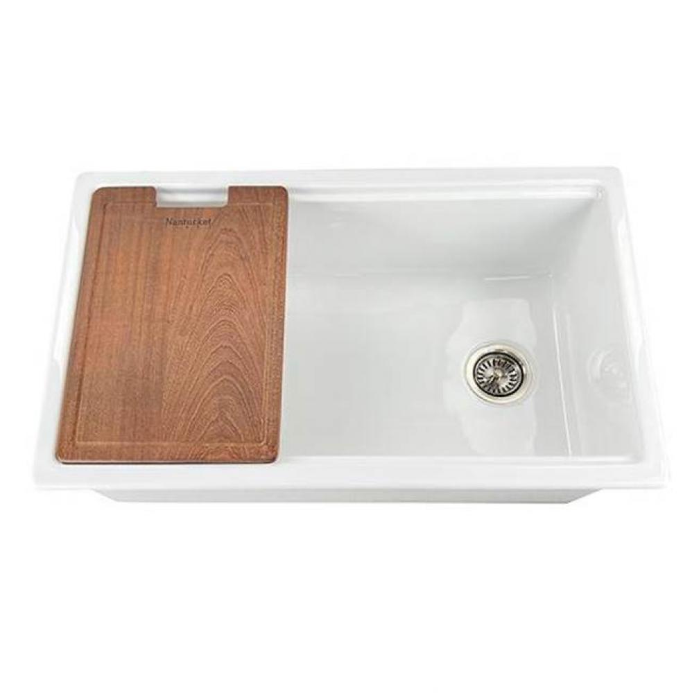 Nantucket Sinks 33-Inch Dualount Fireclay Kitchen Sink Wellfleet-PS3320 Prep Station Kitchen Sink