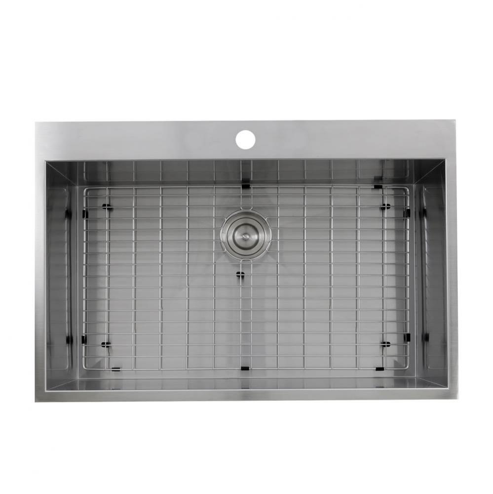 33 Inch Large Rectangle Single Bowl Self Rimming Zero Radius Stainless Steel Drop In Kitchen Sink,