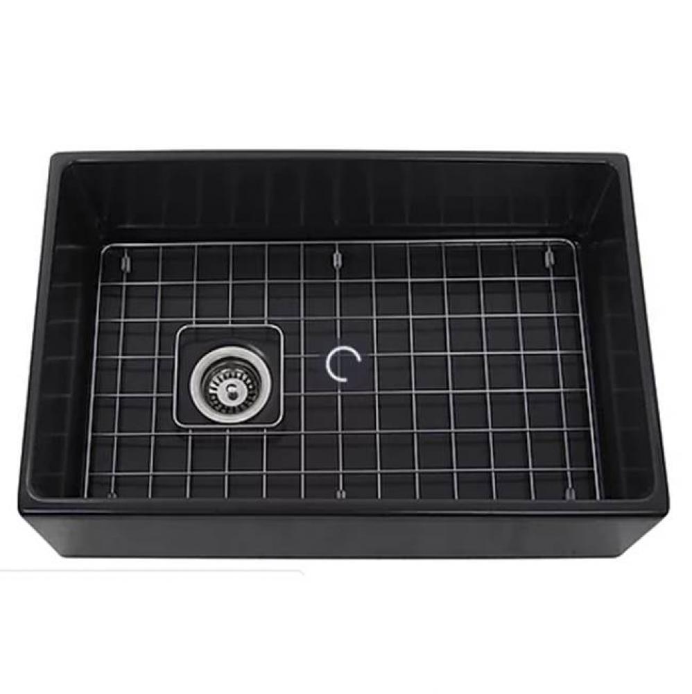30 Inch Farmhouse Fireclay Sink with Drain and Grid
