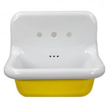 Nantucket Sinks NS-VC24-YLWW - Fireclay 30'S Style Sink In White With A Yellow Bottom