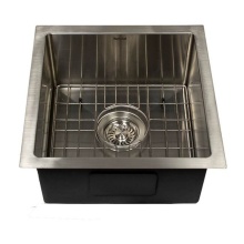 Nantucket Sinks AW1515-16 - AW1515-16 - 15 Inch All Weather Collection Square Undermount Small Radius Stainless Steel Bar/Prep