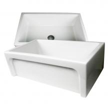 Nantucket Sinks Chatham-30 - 30 Inch Fireclay Farmhouse Apron Sink with reversible facades. Plain on one side and arched on the