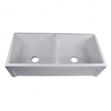 Nantucket Sinks Chatham-39-DBL - 39 Inch Double Bowl Fireclay Farmhouse Apron ink with reversible facades. Plain on one side and ar