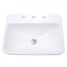 Nantucket Sinks DI-2317-R8 - 23 Inch 3-hole Rectangular Drop-In Ceramic Vanity Sink