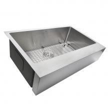 Nantucket Sinks EZApron33-9 - Patented Design Pro Series Single Bowl Undermount Stainless Steel Kitchen Sink with 9 Inch Apron F