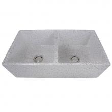 Nantucket Sinks FCFS3318D-PietraSarda - Double Bowl Farmhouse Fireclay Sink with Pietra Sarda Finish