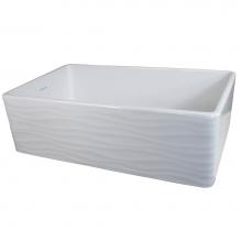 Nantucket Sinks FCFS3320S-W-Waves - 33 Inch WHITE Farmhouse Fireclay Sink with Waves Apron