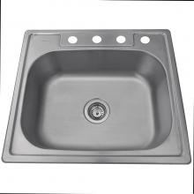 Nantucket Sinks NS2522-8 - 25 Inch Small Rectangle Single Bowl Self Rimming Stainless Steel Drop In Kitchen Sink, 18 Gauge