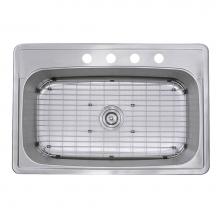 Nantucket Sinks NS3322-8 - 33 Inch Large Rectangle Single Bowl 18 Gauge Stainless Steel Drop In Kitchen Sink