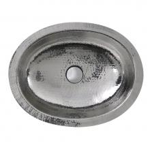 Nantucket Sinks OVS-OF - 17.5 Inch x 13.75 Inch Hand Hammered Stainless Steel Oval Undermount Bathroom Sink With Overflow