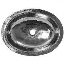 Nantucket Sinks OVS - 17.75 Inch x 13.75 Inch Hand Hammered Stainless Steel Oval Undermount Bathroom Sink