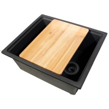 Nantucket Sinks PR2219PS-BL - 22'' Dualmount Granite Composite Prep-Station with Side Set Drain