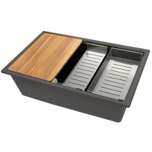 Nantucket Sinks PR3019PS-TI - 30'' Dualmount Granite Composite Prep-Station with Side Set Drain