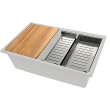 Nantucket Sinks PR3019PS-W - 30'' Dualmount Granite Composite Prep-Station with Side Set Drain