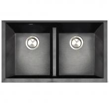 Nantucket Sinks PR5050-LDBL - Undermount Double Equal Bowls With Low Divide - Granite Composite Black