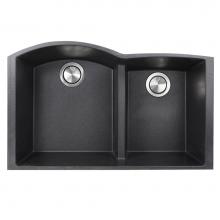 Nantucket Sinks PR6040-BL-UM - 60/40 Double Bowl Undermount Granite Composite Black