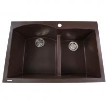 Nantucket Sinks PR6040-BR - 60/40 Double Bowl Dual-mount Granite Composite Brown