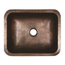 Nantucket Sinks REHC - 17 Inch X 14 Inch Hammered Copper Rectangle Undermount Bathroom Sink, 1.5 Inch Drain