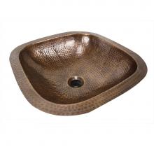 Nantucket Sinks SQRC-OF - 16.25'' Hand Hammered Copper Square Undermount Bathroom Sink With Overflow