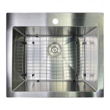 Nantucket Sinks SR2522-16 - 25 Inch Pro Series Small Rectangle Single Bowl Self Rimming Small Radius Stainless Steel Drop In K
