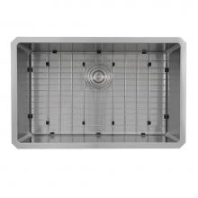 Nantucket Sinks SR3018 - Pro Series Rectangle Single Bowl Undermount Small Radius Corners Stainless Steel Kitchen Sink, 16