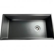 Nantucket Sinks T-PS36MB - 36 Inch Matte Black Farmhouse Workstation Fireclay Sink With Offset Drain, Integral Shelf For Cutt