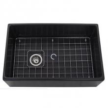 Nantucket Sinks T-FCFS3019G-OSD - 30 Inch Farmhouse Fireclay Sink with Drain and Grid