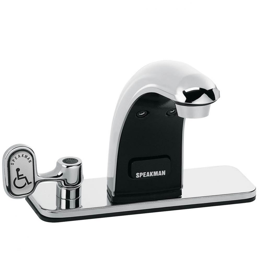 SensorFlo Classic S-8717-CA-E Battery Powered Sensor Faucet with 4 In. Deck Plate and Manual Overr